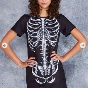 Mechanical Ribs Black Tee Dress - M